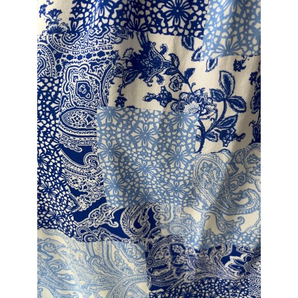 Cato Est 19456 Blouse Shirt Womens Size 26/28W Blue White Patchwork - Picture 7 of 10